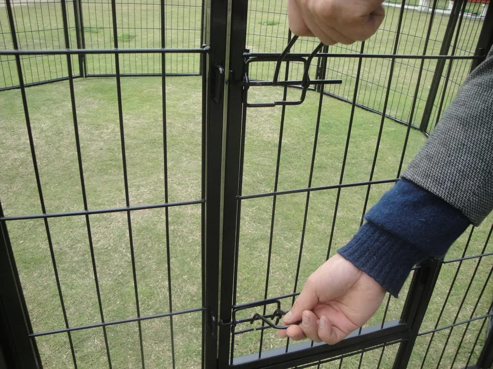 10-Panel Tall Metal Pet Playpen with Barn Door System