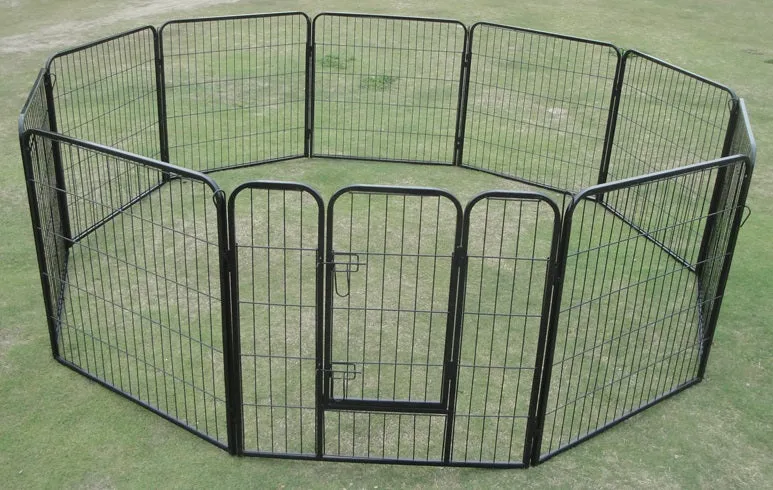 10-Panel Tall Metal Pet Playpen with Barn Door System