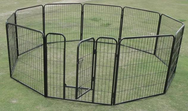 10-Panel Tall Metal Pet Playpen with Barn Door System