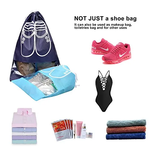 10 Pcs Travel Dust-Proof Shoe Bags With Drawstring And Transparent Window Shoe Organizer Space