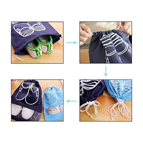 10 Pcs Travel Dust-Proof Shoe Bags With Drawstring And Transparent Window Shoe Organizer Space