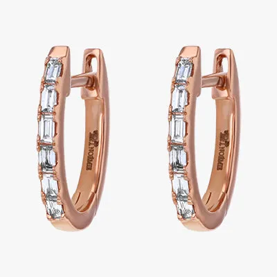 14K H-I/SI Huggie Baguette Earrings