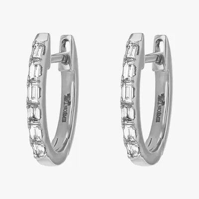 14K H-I/SI Huggie Baguette Earrings