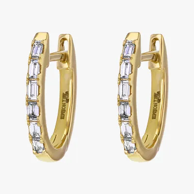 14K H-I/SI Huggie Baguette Earrings