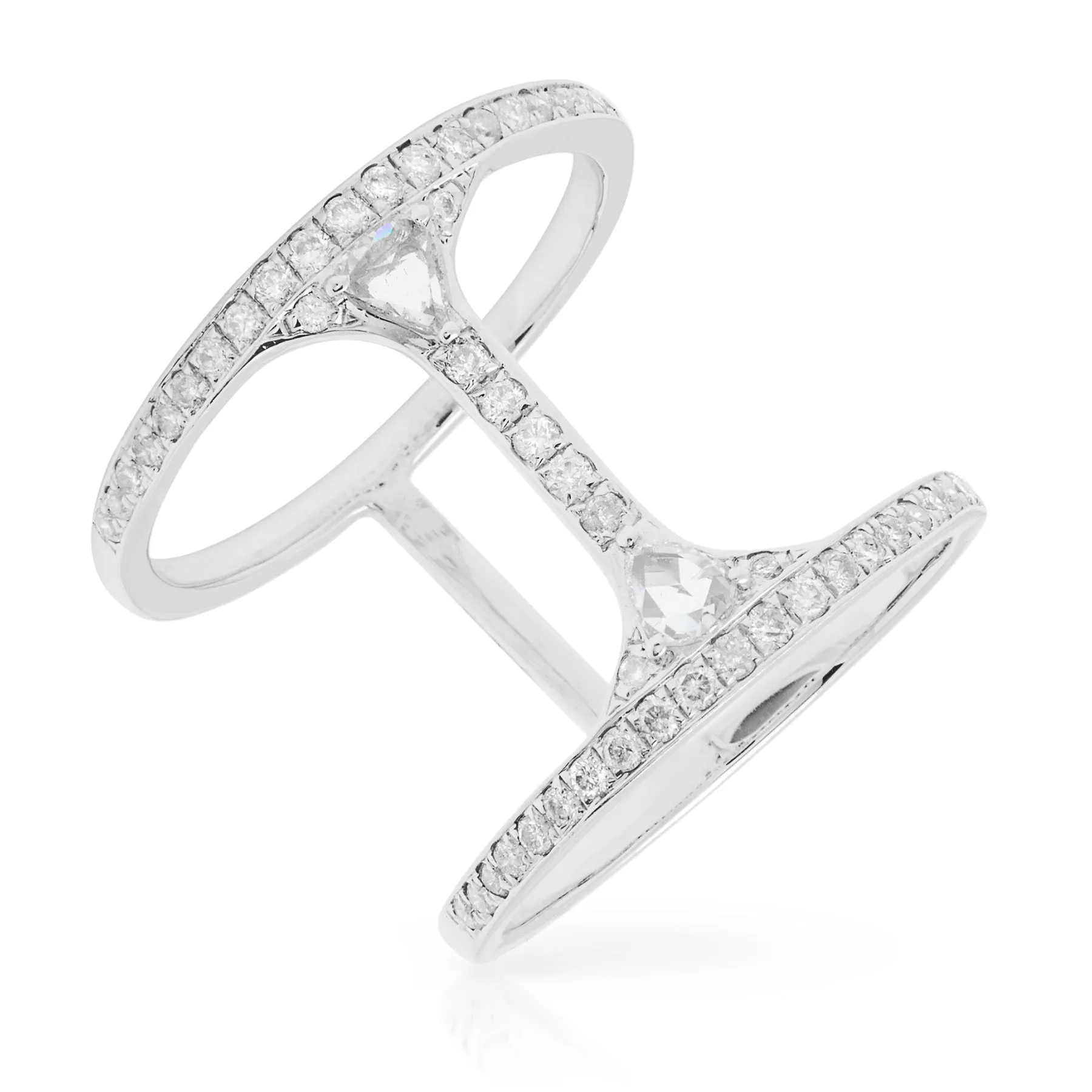 18KT White Gold Diamond H Deux Ring