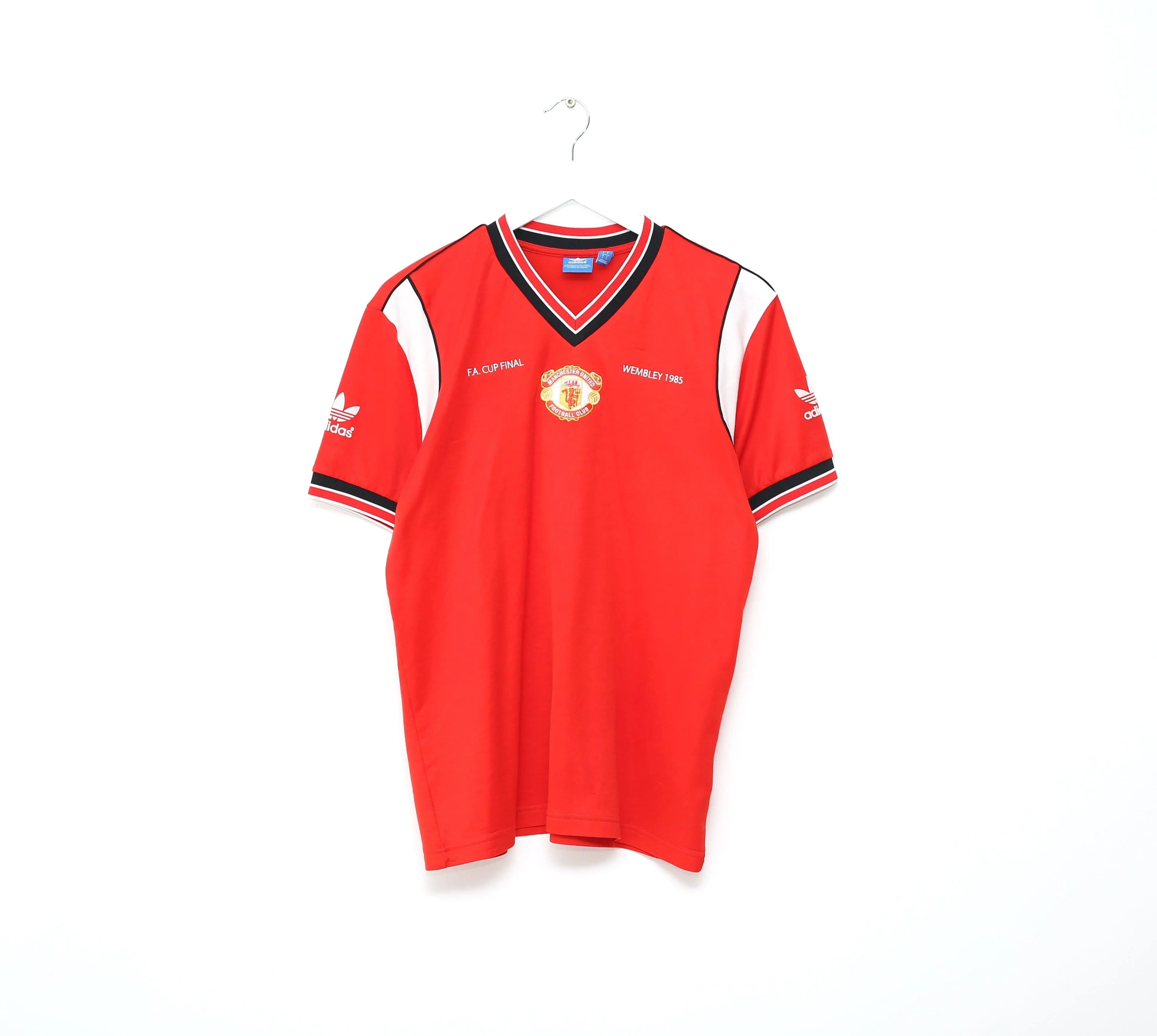 1985 HUGHES #9 Manchester United adidas Originals FA Cup Football Shirt (M/L)