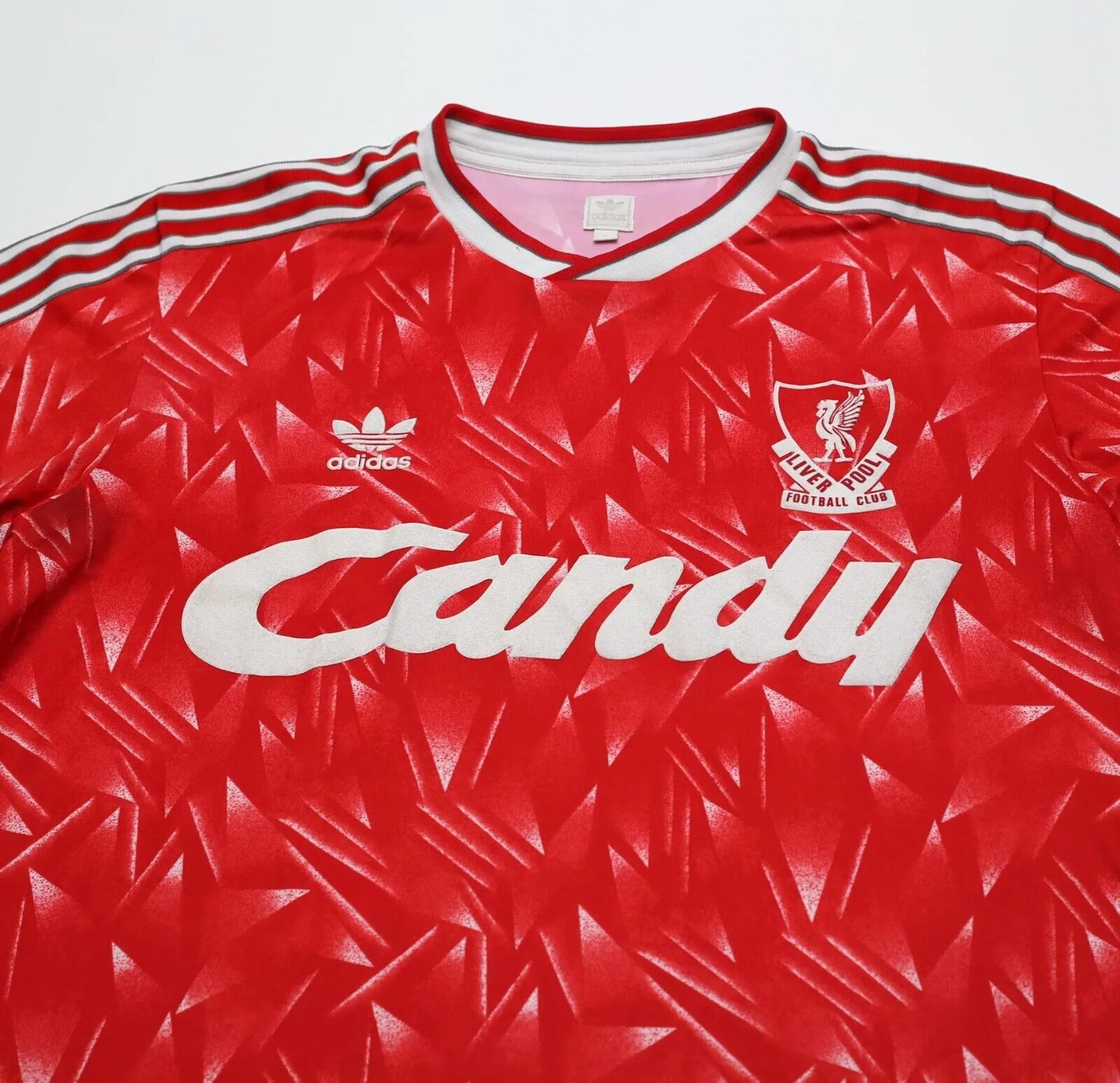 1989/91 LIVERPOOL Retro adidas Originals Candy Home Football Shirt (L)