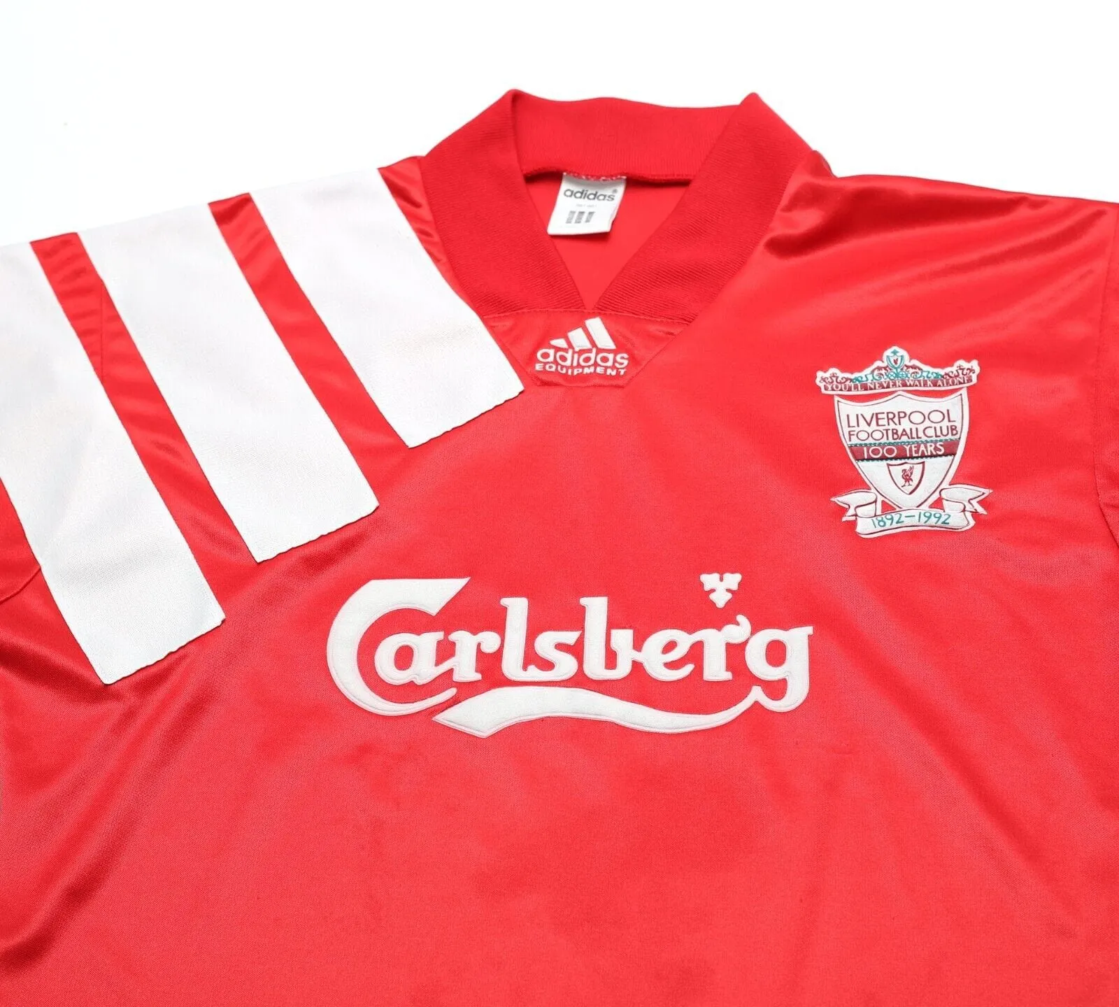 1992/93 LIVERPOOL Vintage adidas Centenary Home Football Shirt (M) 38/40