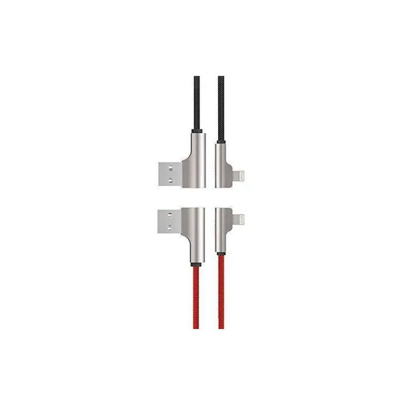 2-Pack AUKEY USB to Apple Lightning MFi Right-Angle Cables (1  Black   1 Red)