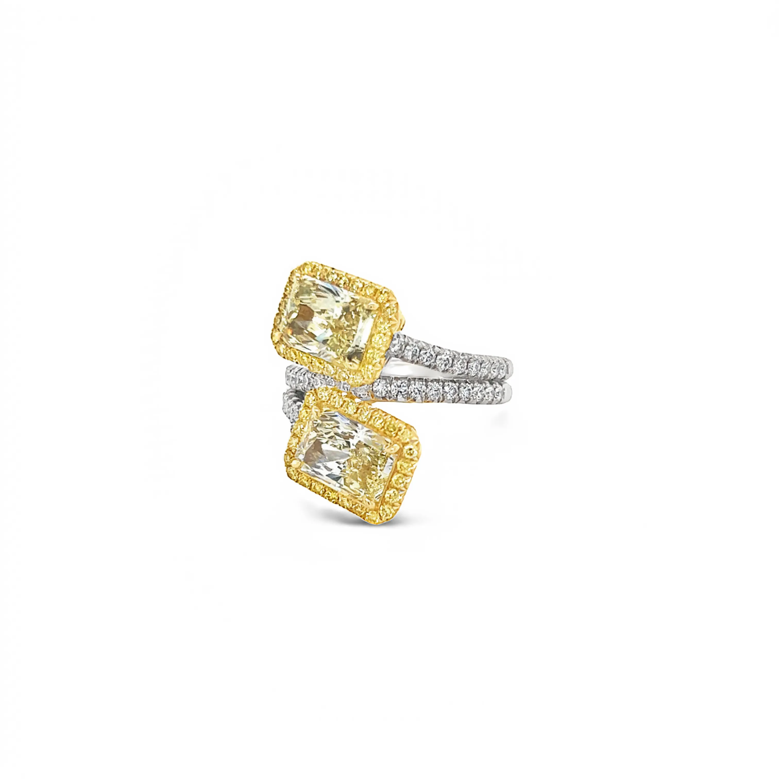 2 Stone Yellow Diamond Bypass Ring