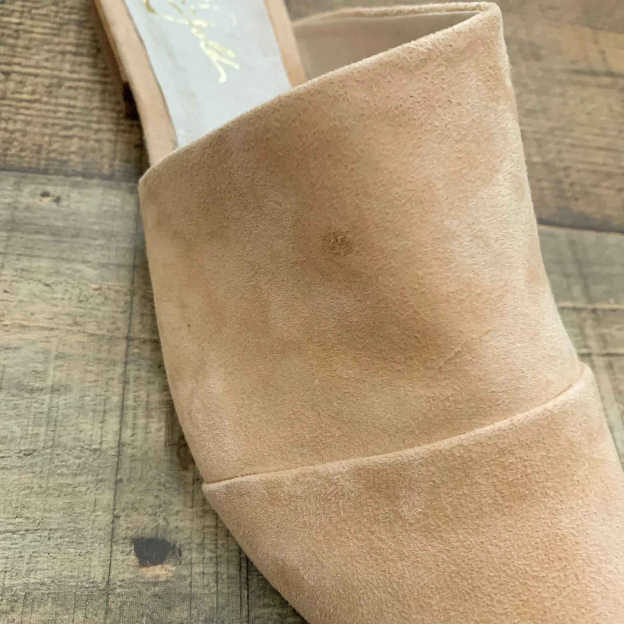 42 Gold Tan Suede Like Mules- Size 7.5/38 (See Notes)