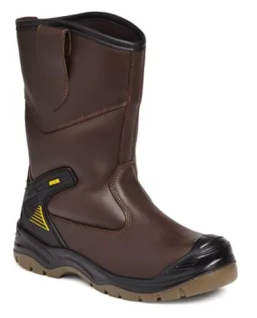 Apache S3 Leather Waterproof Safety Rigger Boots Brown Size Range 5-13 - AP305