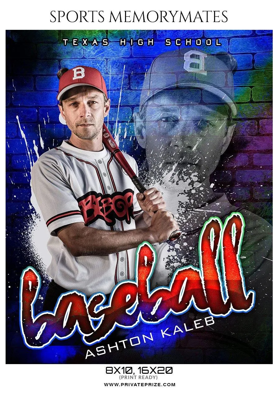 Ashton Kaleb- Baseball Sports Memorymate Photography Template