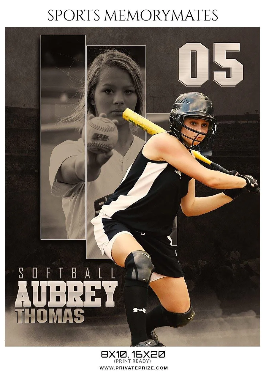 Aubrey Thomas - Softball Memory Mate Photoshop Template