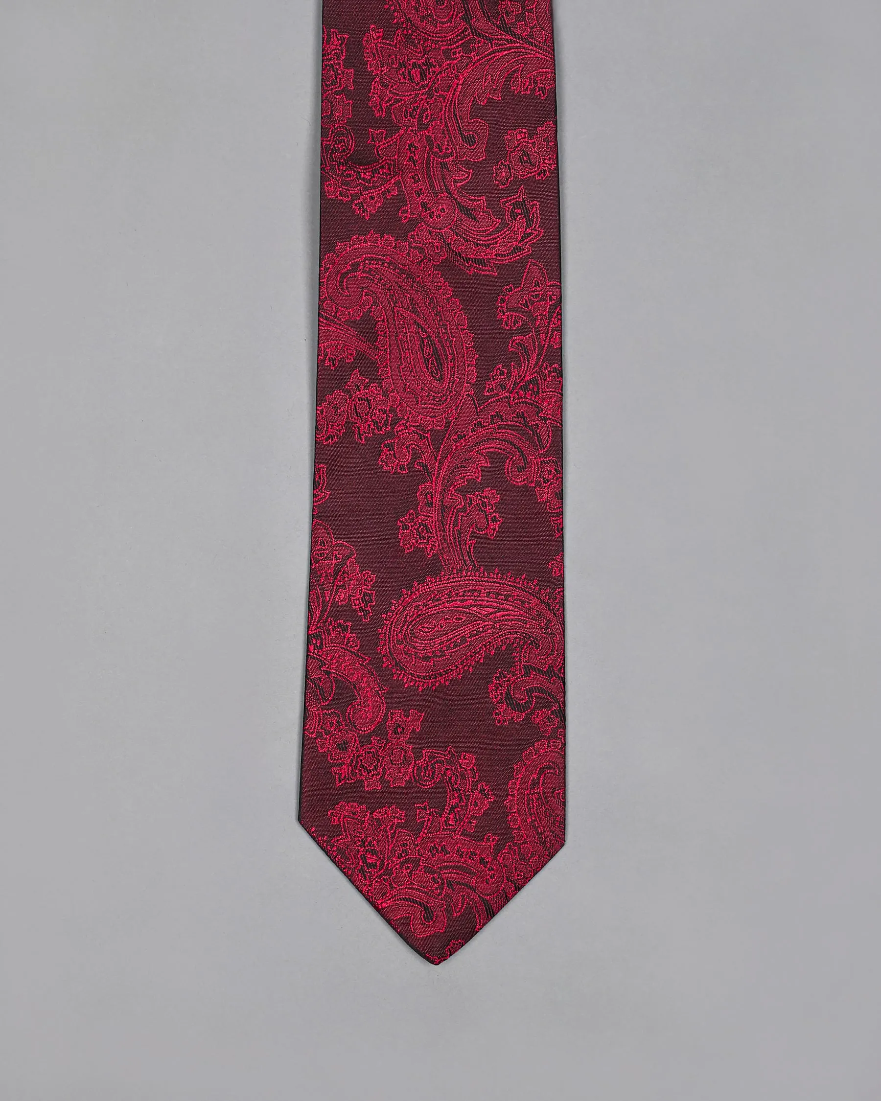 Barn Red Paisley Jacquard Tie with Free Pocket square