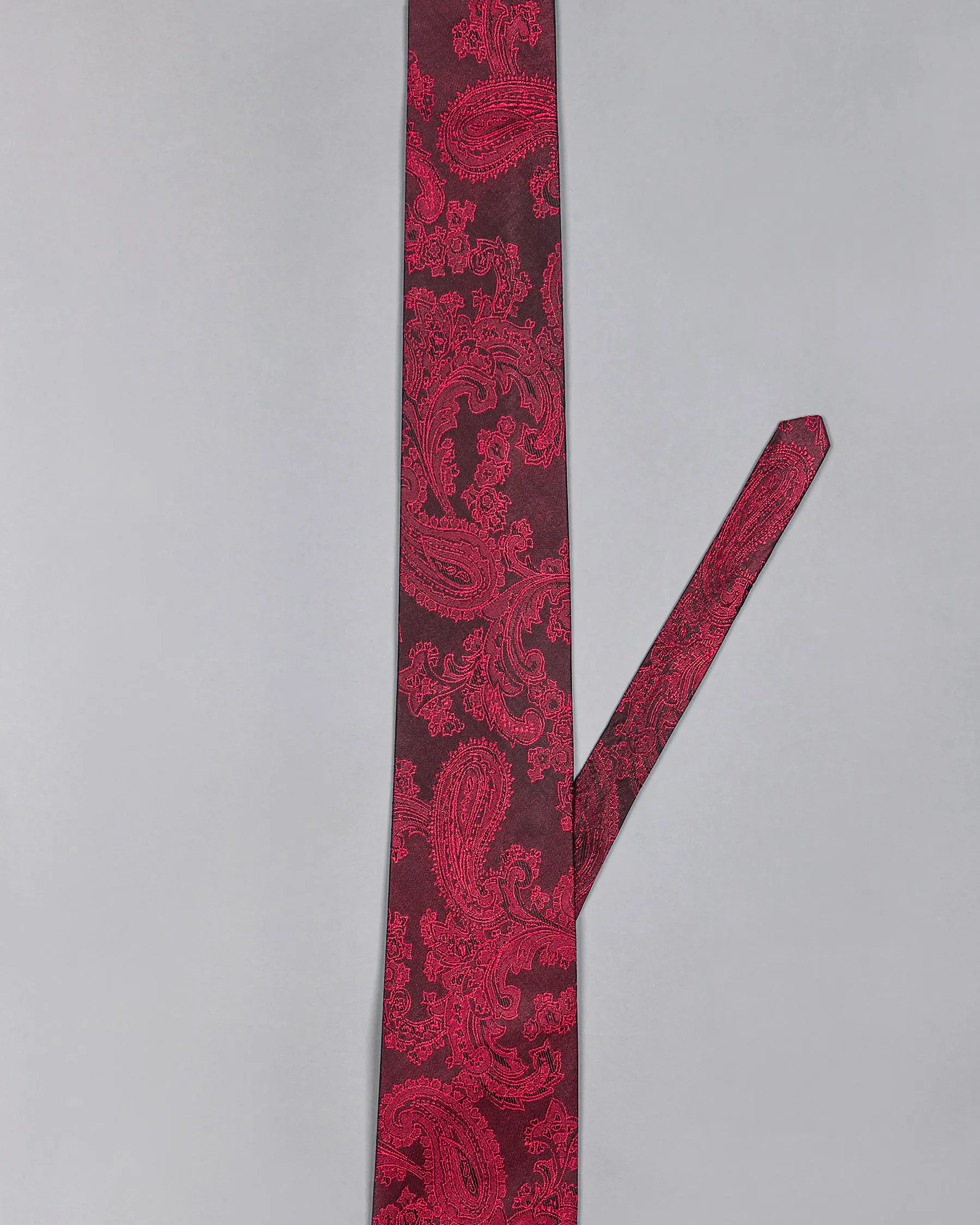 Barn Red Paisley Jacquard Tie with Free Pocket square