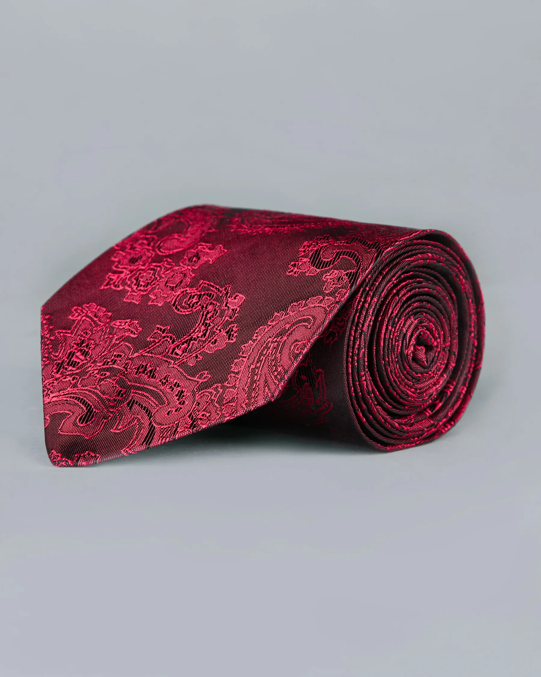 Barn Red Paisley Jacquard Tie with Free Pocket square