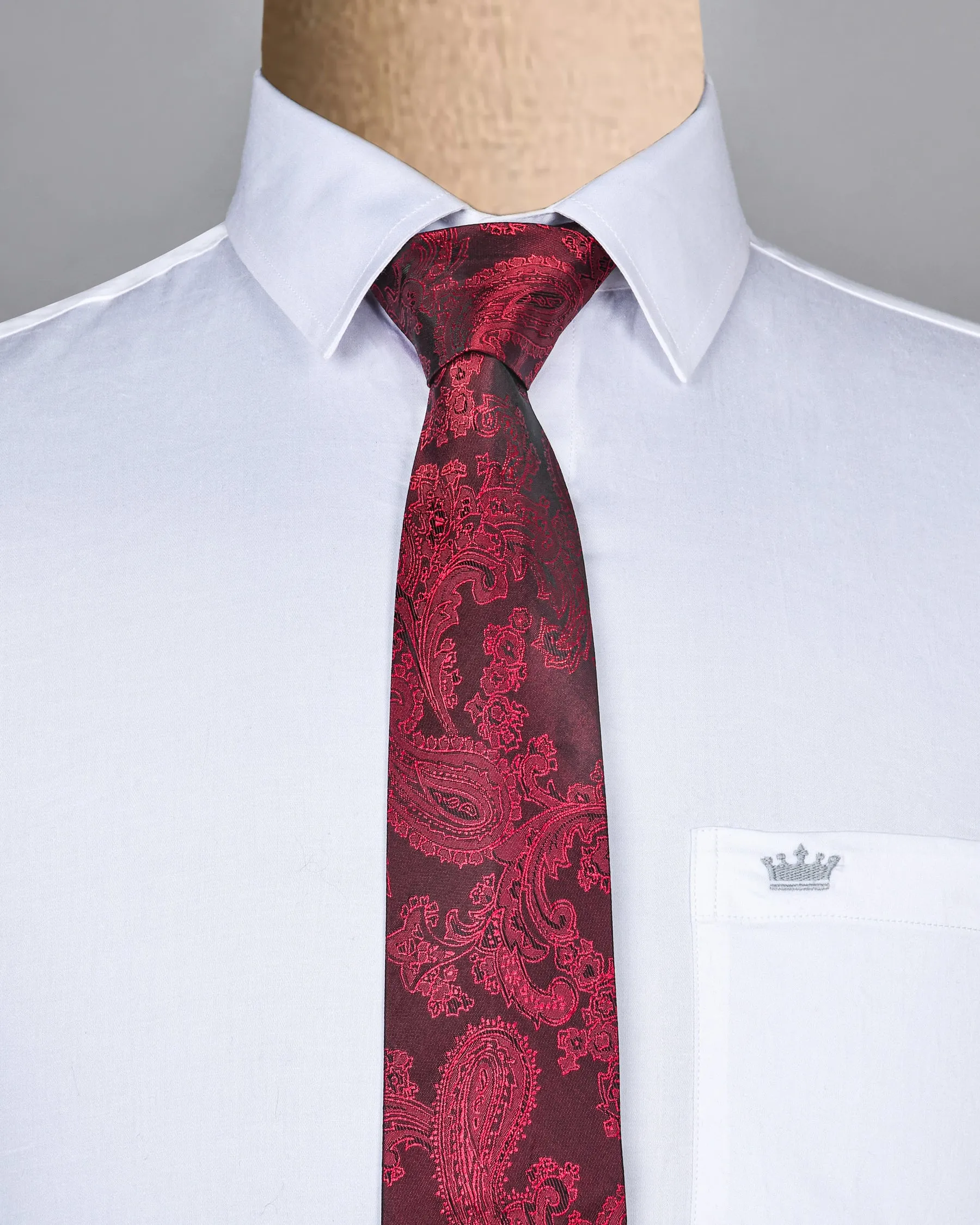 Barn Red Paisley Jacquard Tie with Free Pocket square