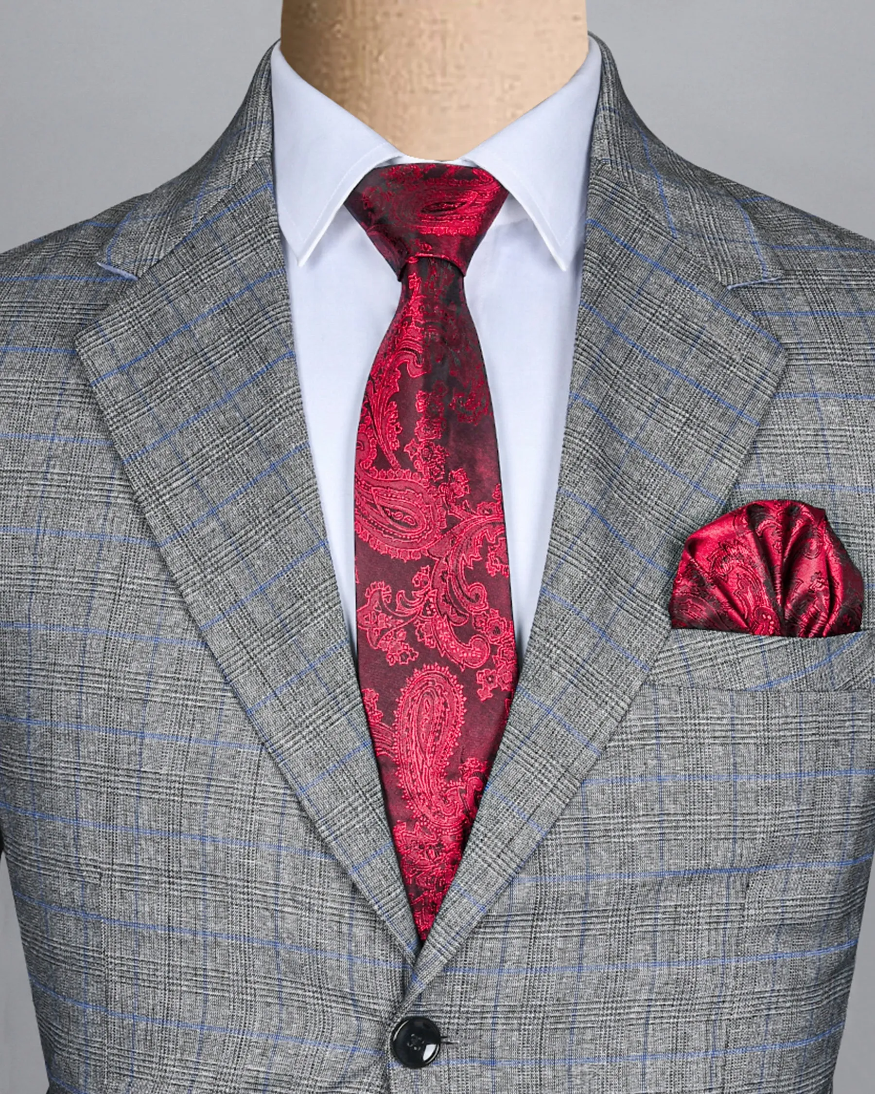 Barn Red Paisley Jacquard Tie with Free Pocket square