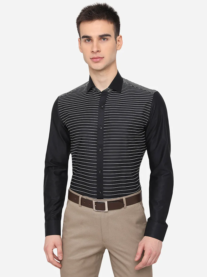 Black & White Striped Slim Fit Party Wear Shirt | JB Studio