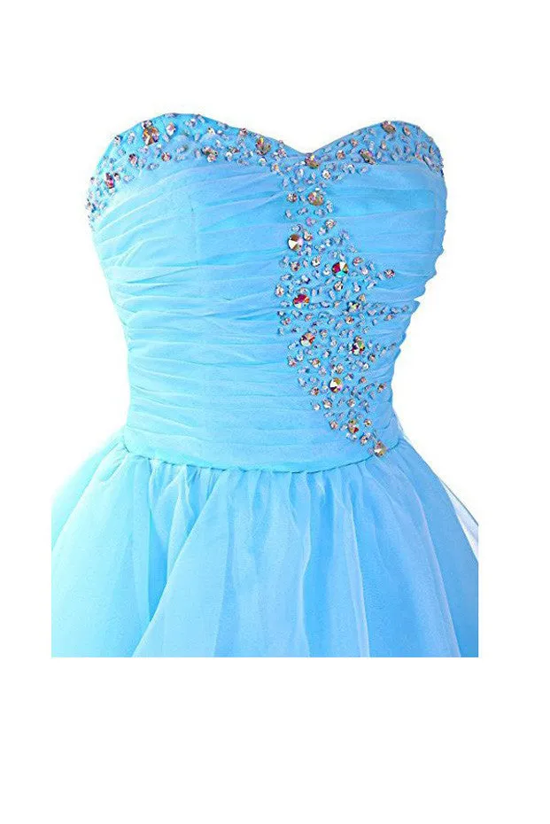 Blue Homecoming Dress,Sweetheart Organza Homecoming Dresses Prom Dresses,SVD580