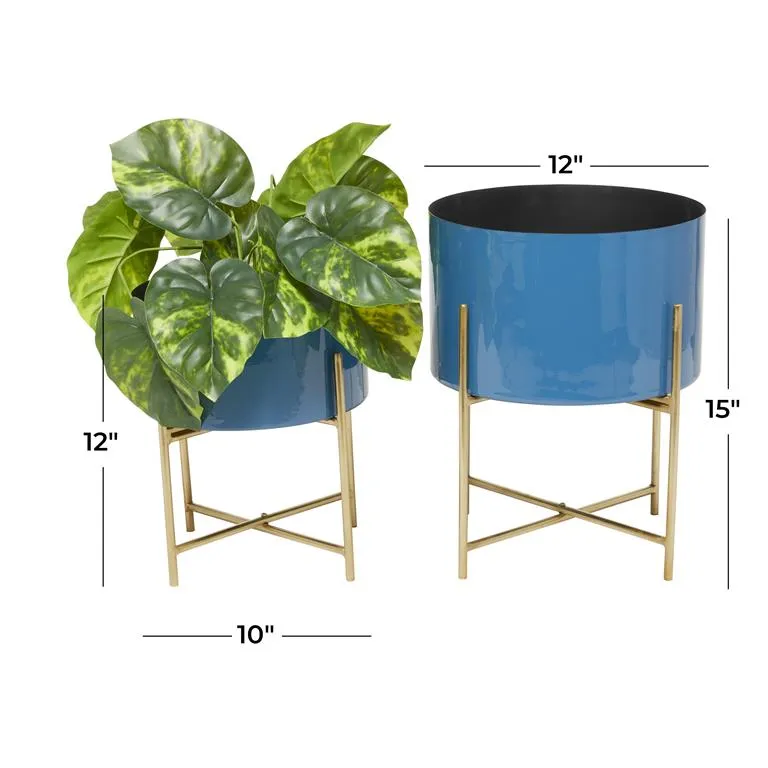 BLUE METAL MODERN PLANTER