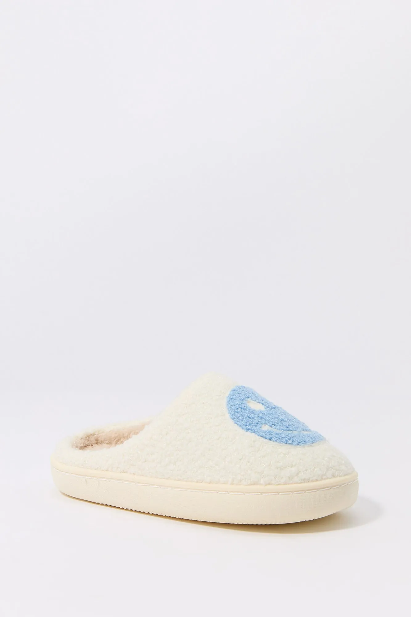 Boys Happy Face Sherpa Slippers