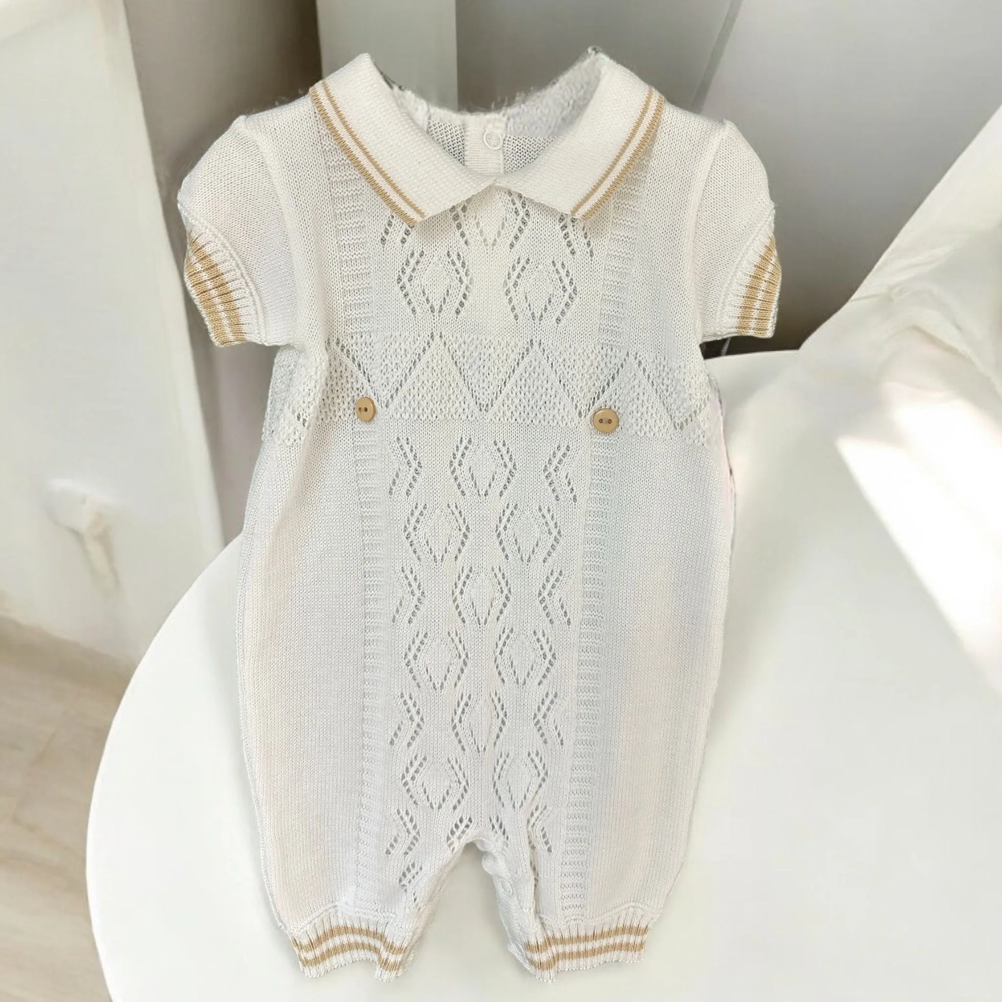 Boy's Stripe Knit Romper