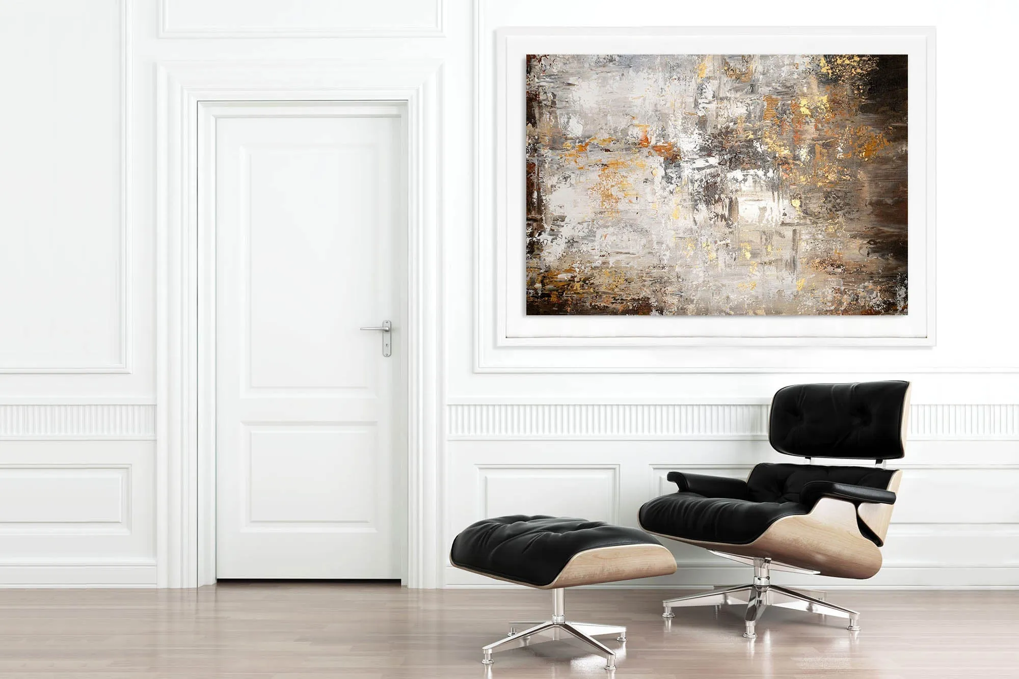 Brown White Yellow Original Abstract Painting on Canvas Home Decor Fp002