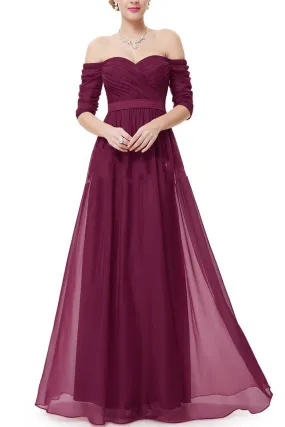 Burgundy Chiffon Prom Dresses,Long Prom Dresses,Formal Dress for Weddings and Events,SIM612