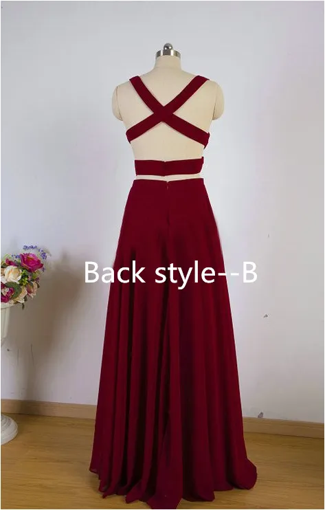 Burgundy Two Pieces Simple Gorgeous Vintage Party Prom Dresses. AB081