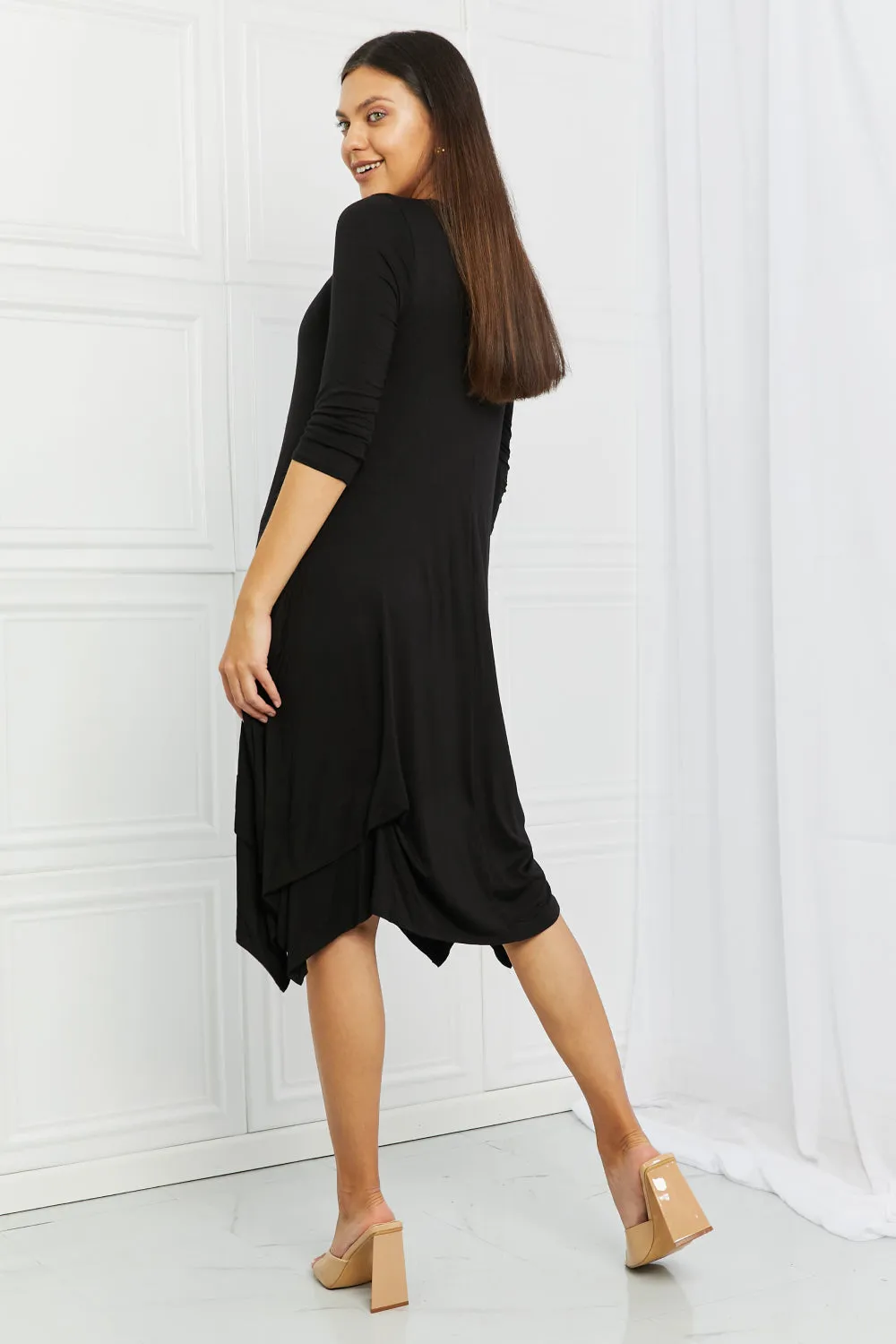 Celeste Full Size Pick-up Hem Asymmetric Midi Dress