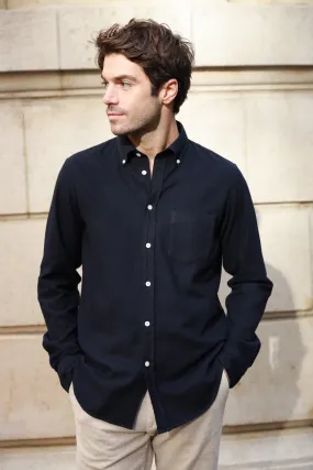 Chemise Clovis en flanelle de coton peigné - Marine