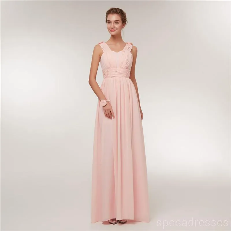 Chiffon Blush Pink Floor Length Mismatched Cheap Bridesmaid Dresses , WG520