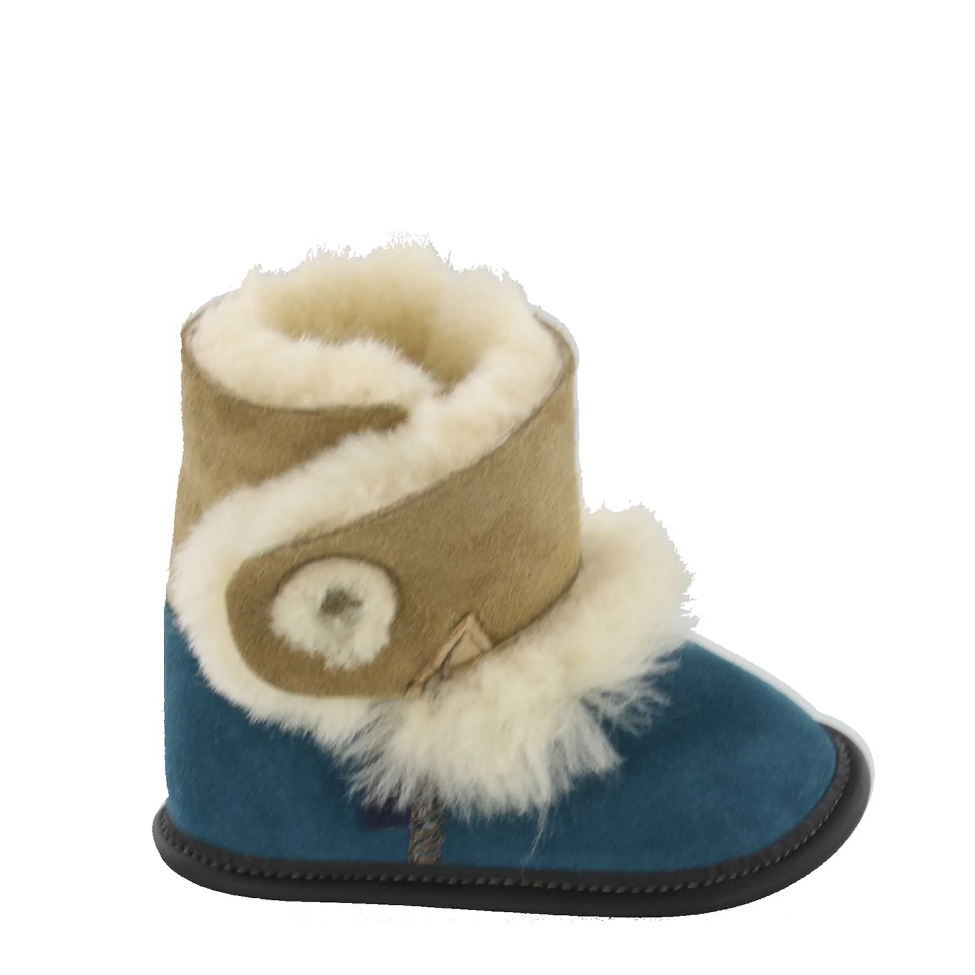 Children's Reversed Sheepskin and Suede Slipper