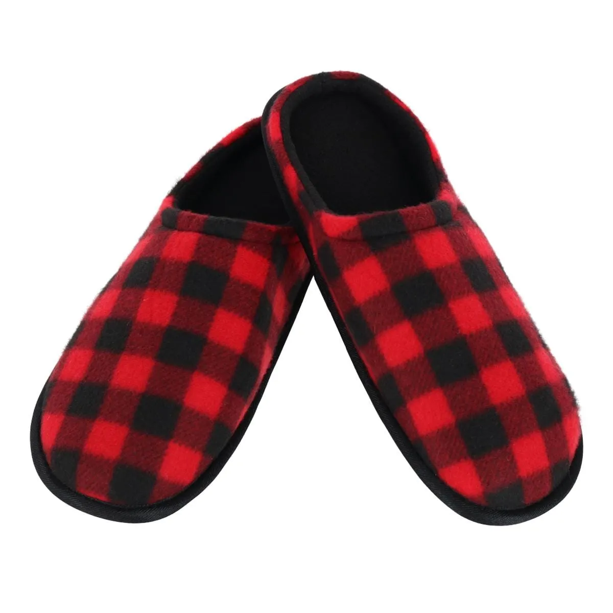 Clear Creek Men's Polar Fleece Plaid Scuff Slippers