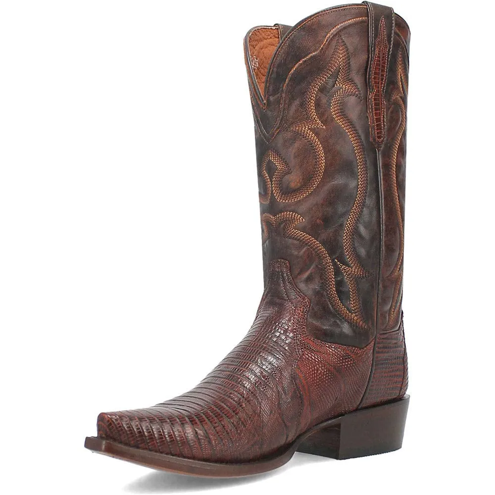 Dan Post Men's Snip Toe Exotic Western Hearst Cognac Lizard Boots