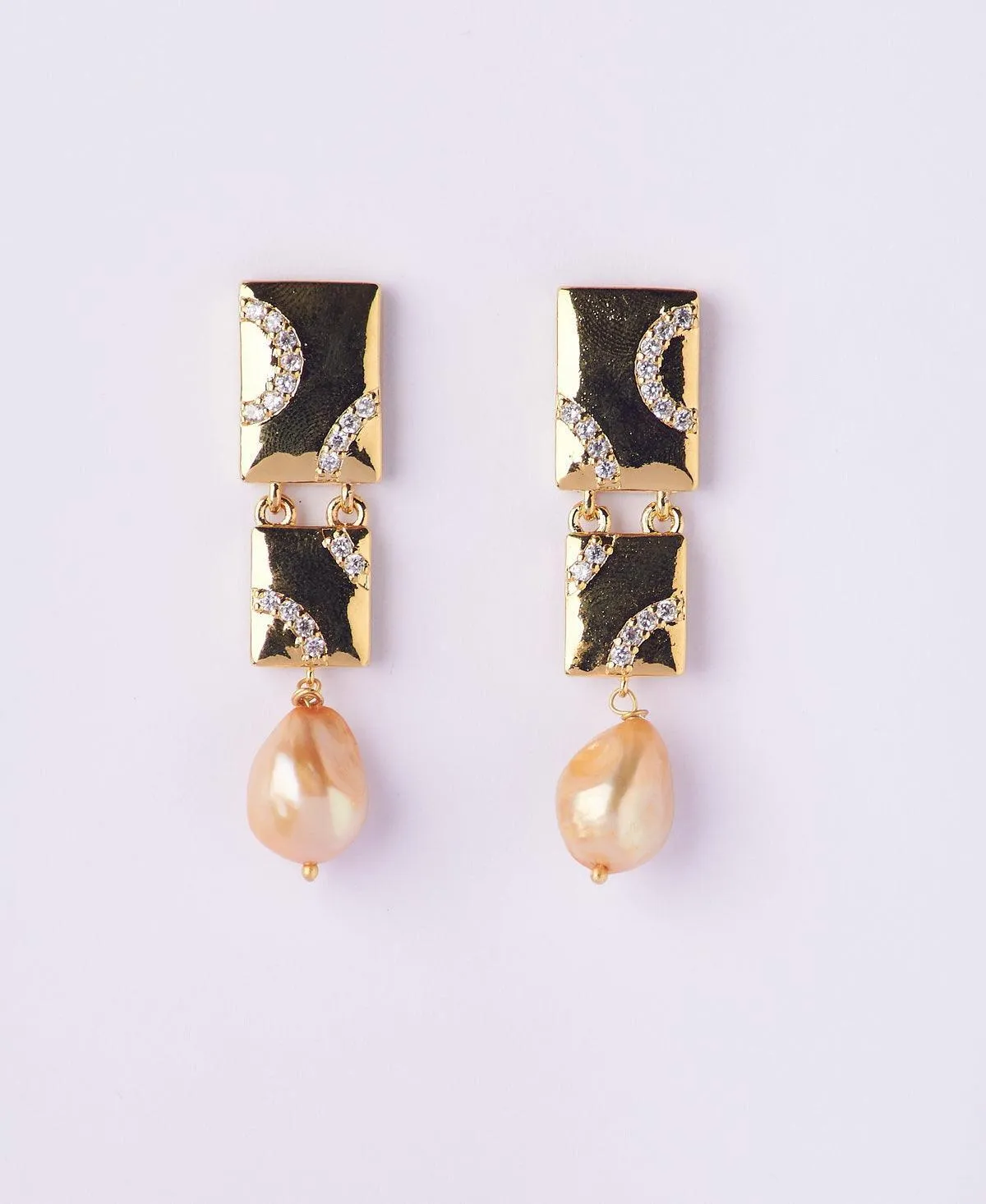 Delicate Stone Studded Pearl Hanging Earring