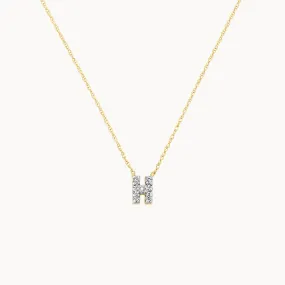 Diamond Letter H Necklace in 10k Gold