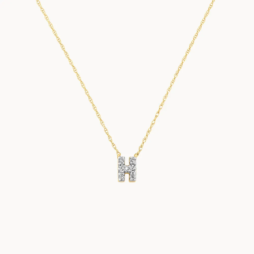 Diamond Letter H Necklace in 10k Gold