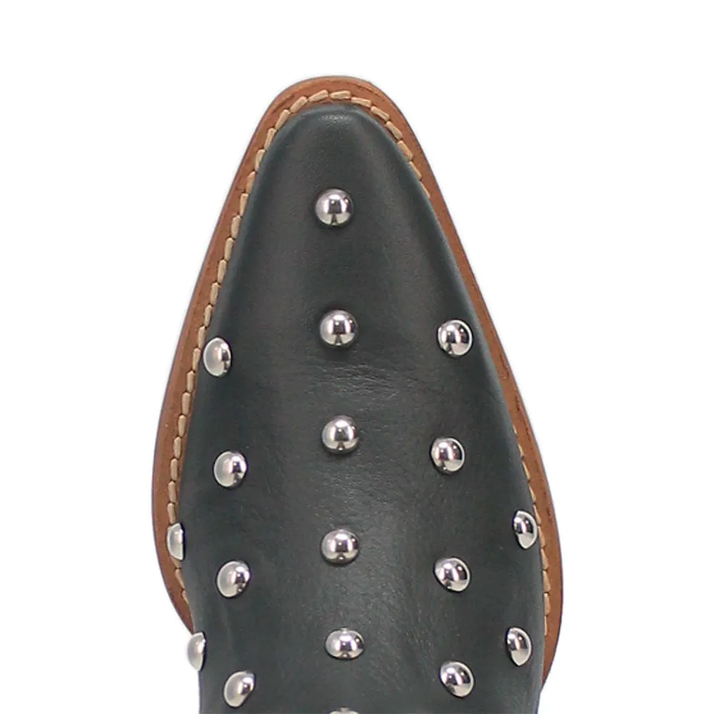 Dingo's Broadway Bunny Black Studded Snip Toe Leather Boots