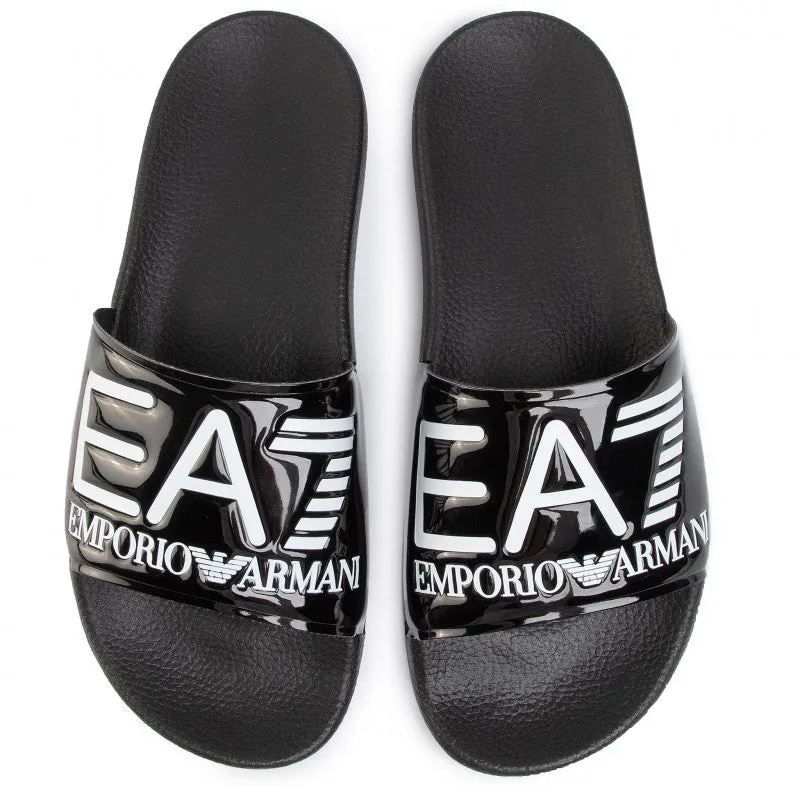 EA7 Black Shiney Slippers