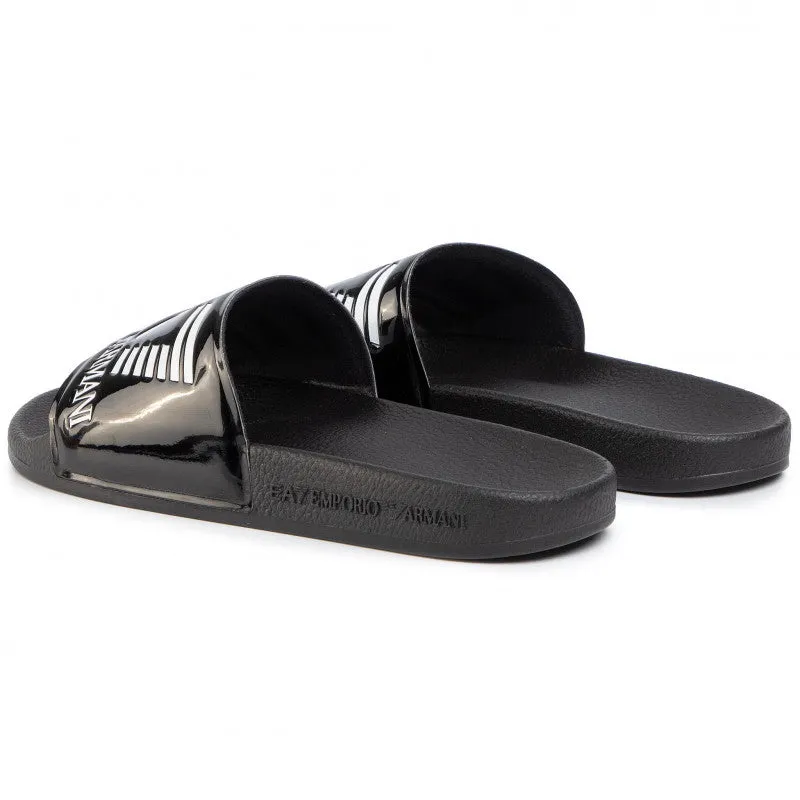 EA7 Black Shiney Slippers