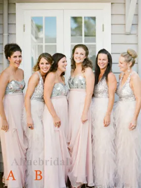 Elegant Sleeveless V-neck A-line Long Bridesmaid Dress, PD3180