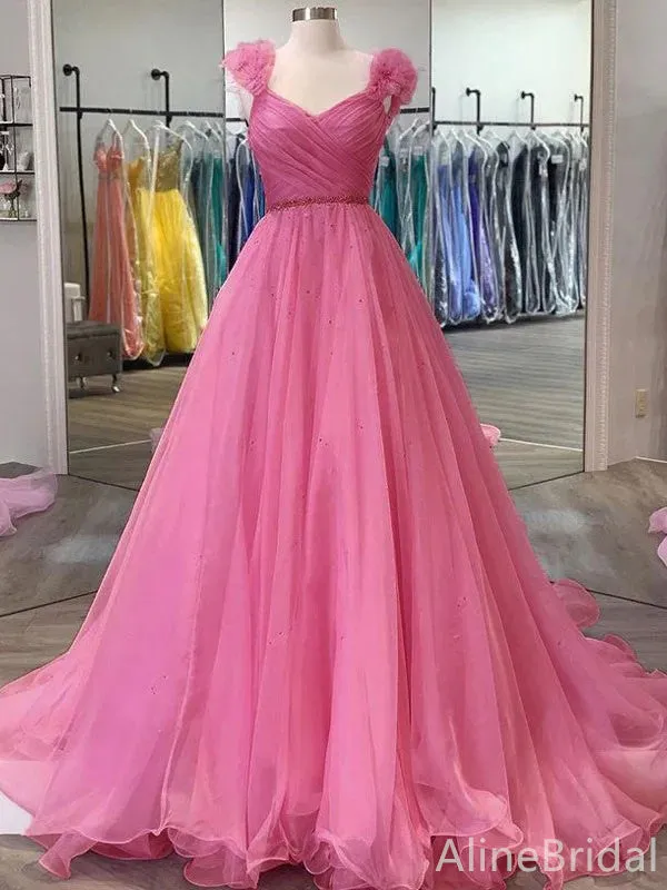 Elegant V-neck A-line Long Prom Dress,PD37920