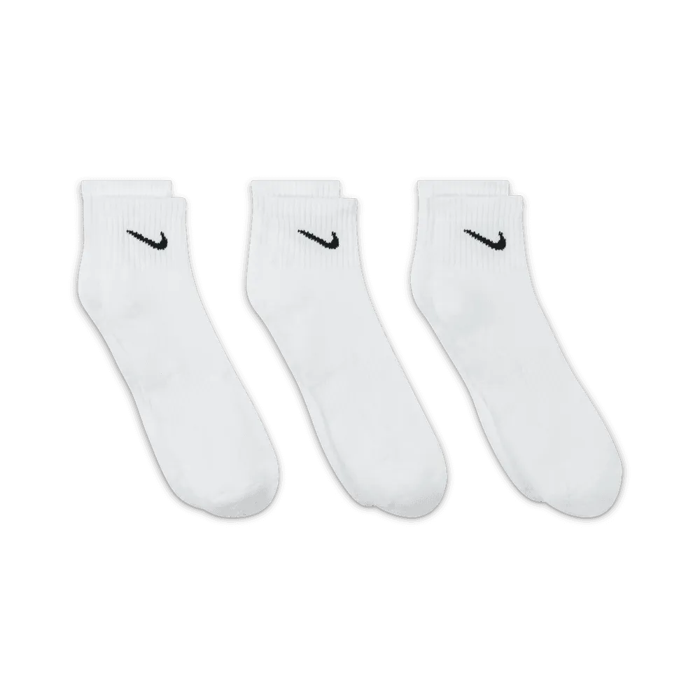 Everyday Cushioned Training Ankle Socks (3 Pairs) 'White/Black'