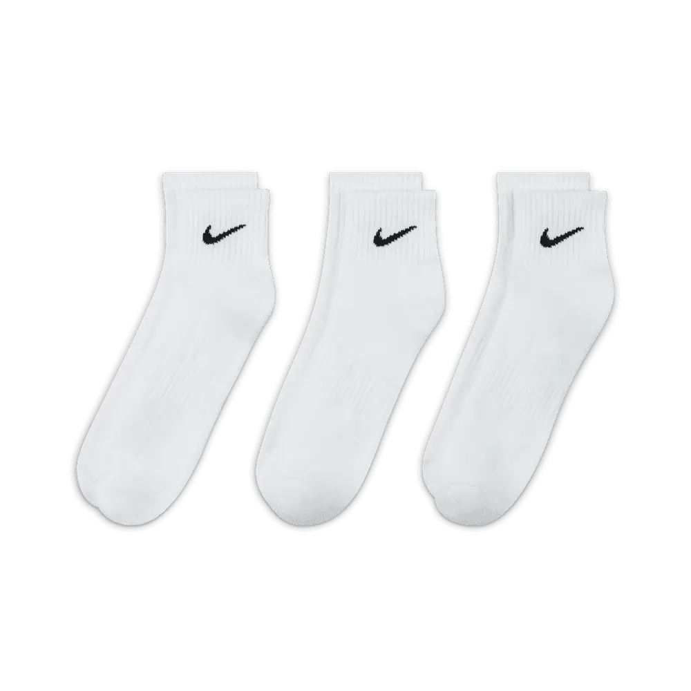 Everyday Cushioned Training Ankle Socks (3 Pairs) 'White/Black'