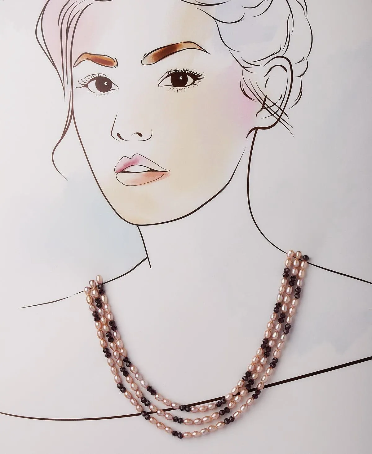 Fashionable Crystal & Real Pearl Necklace