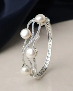 Fashionable Pearl & Stone Studded Bangle