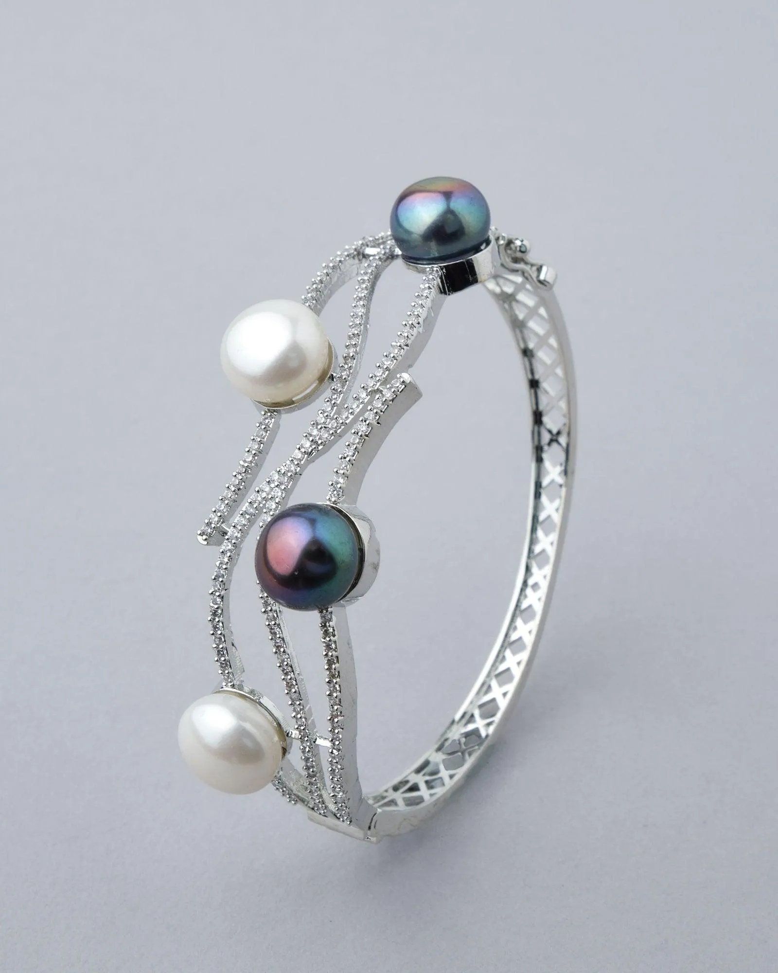 Fashionable Pearl & Stone Studded Bangle